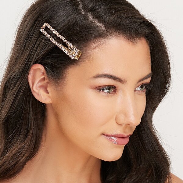 

Rectangle Topaz Crystal Encrusted Hair Clip, Multicolor