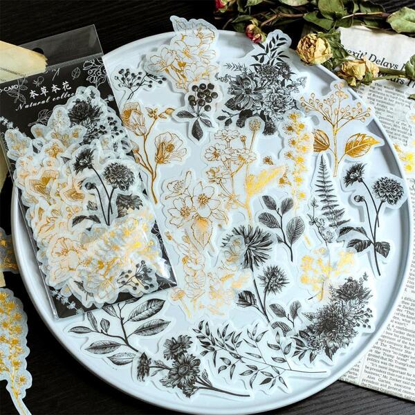 

Gold Stamped Herb Sticker Set 60pcs