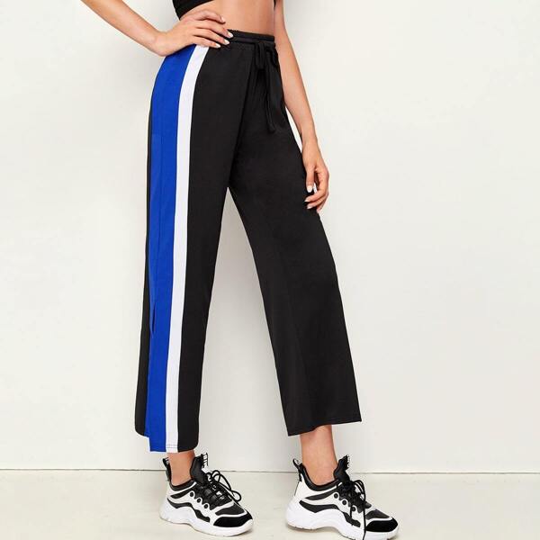 

Contrast Side Slit Hem Pants