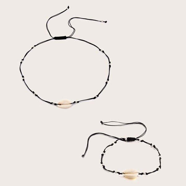 

Shell Detail Adjustable Necklace & Anklet Set