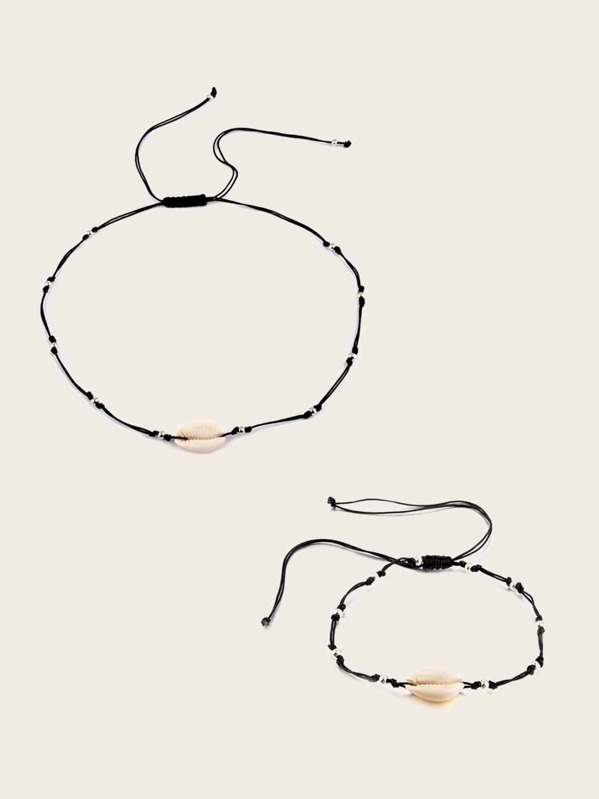 

Shell Detail Adjustable Necklace & Anklet Set