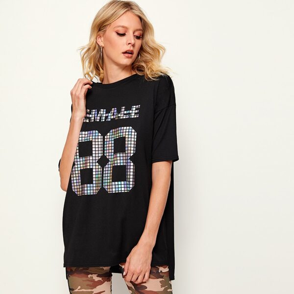 

Letter Print High Low Tee