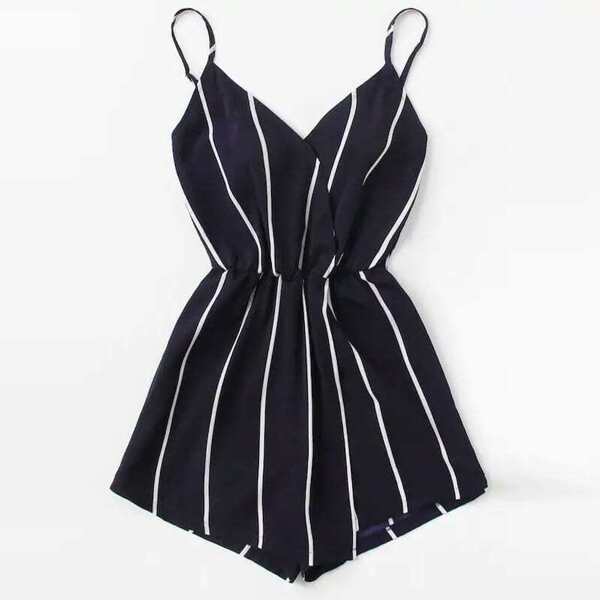 

Plus Stripe Print Cami Romper
