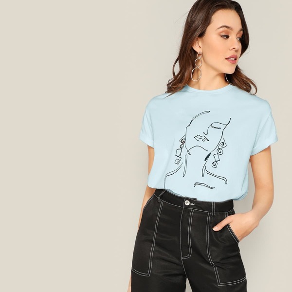 

Figure Print Tee, Blue