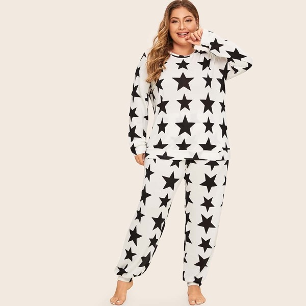 

Plus Star Print Top & Pant PJ Set