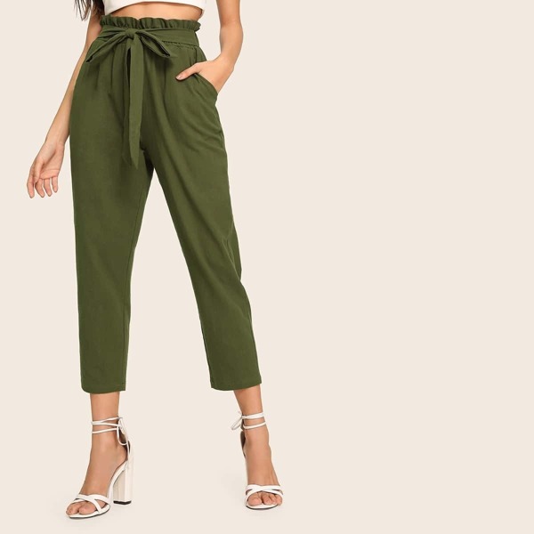 

Paperbag Waist Self Belted Carrot Pants