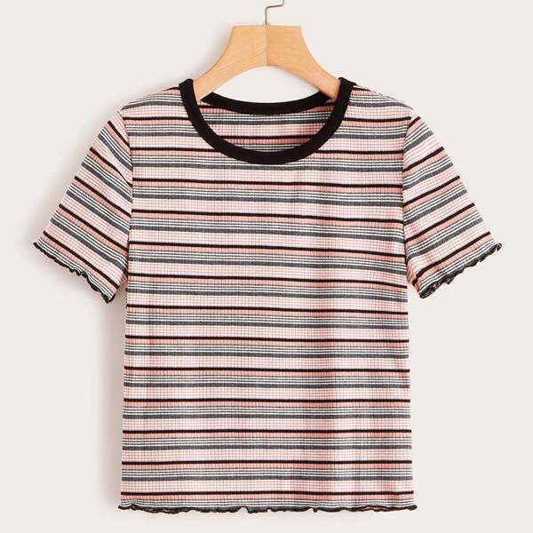 

Lettuce Edge Fitted Striped Tee, Multicolor