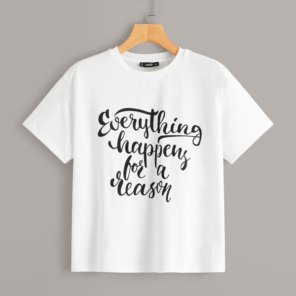 

Short Sleeve Slogan Print Top