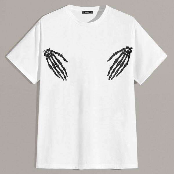 

Men Halloween Skull Print Tee