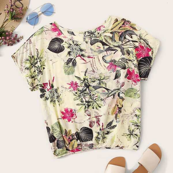 

Plus Floral Print Tee, Multicolor