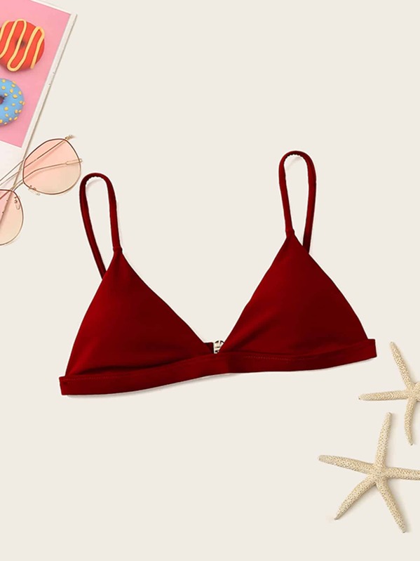 

Triangle Spaghetti Strap Bikini Top, Red