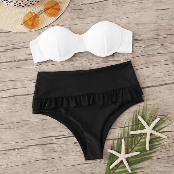 

Detachable Strap Underwire Top With High Waist Bikini Set