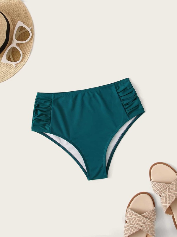 

Ruched High Waist Bikini Panty, Green