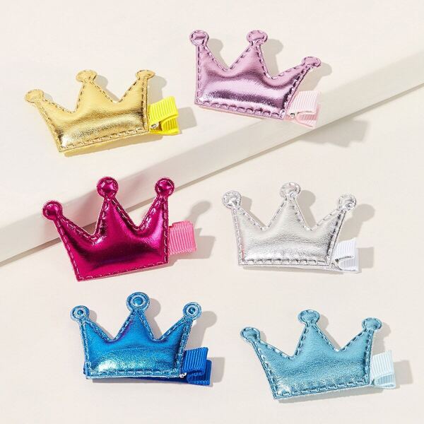 

Toddler Girls Crown Design Hair Clip 6pcs