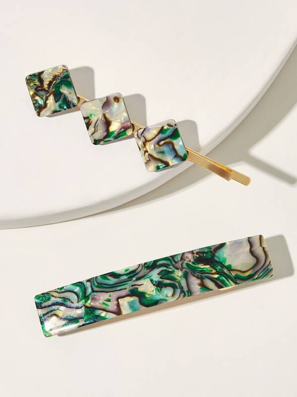 

Geometric Decor Hair Clip 2pcs, Multicolor