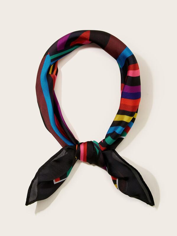 

Rainbow Striped Pattern Bandana, Multicolor