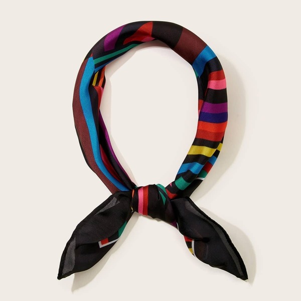 

Rainbow Striped Pattern Bandana, Multicolor