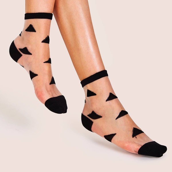 

Triangle Pattern Sheer Mesh Ankle Socks 1pair