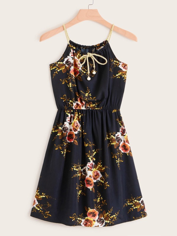 

Plus Floral Halter Dress, Navy