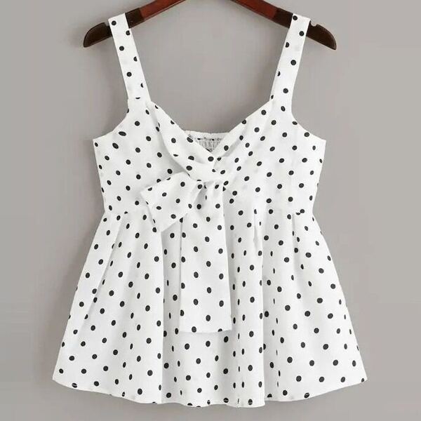 

Plus Gingham Tie Front Shirred Cami Top, White