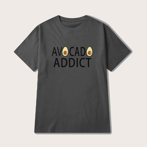 

Men Letter And Avocado Print Tee
