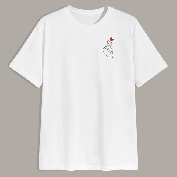 

Men Hand Print Short Sleeve Tee, White