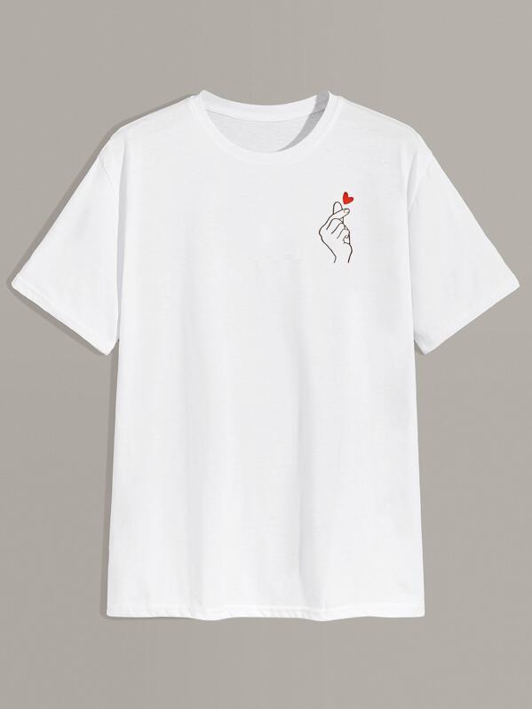 

Men Hand Print Short Sleeve Tee, White