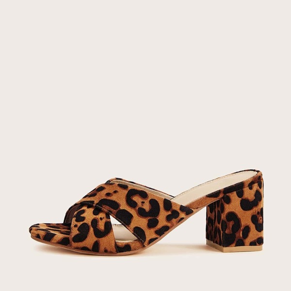 

Open Toe Leopard Print Chunky Heels
