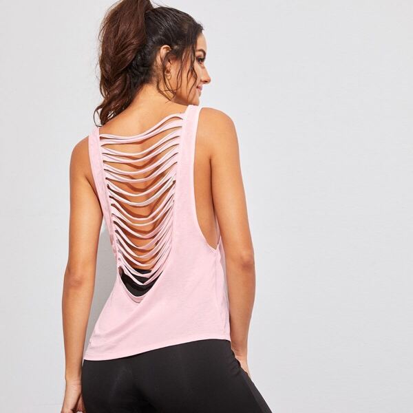 

Laddering Ripped Back Drop Armhole Tank Top