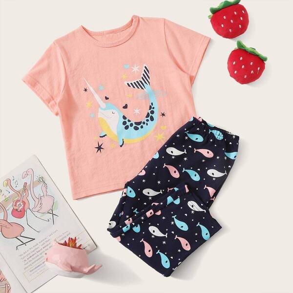 

Toddler Girls Cartoon Print Pajama Set, Multicolor