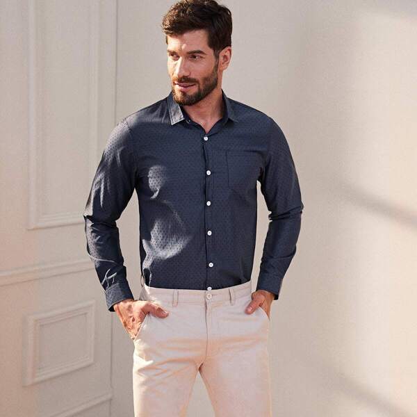 

Men Long Sleeve Polka Dot Shirt