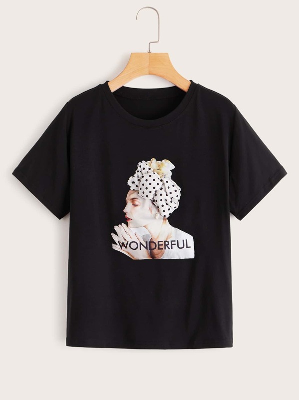

Figure And Letter Print Tee