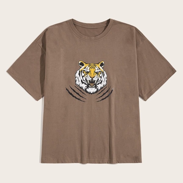 

Men Tiger Print Round Neck Tee