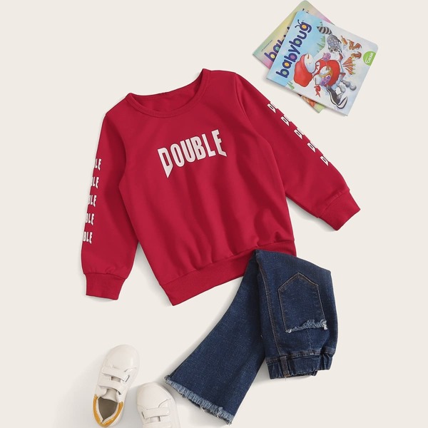 

Toddler Girls Letter Graphic Sweatshirt, Red