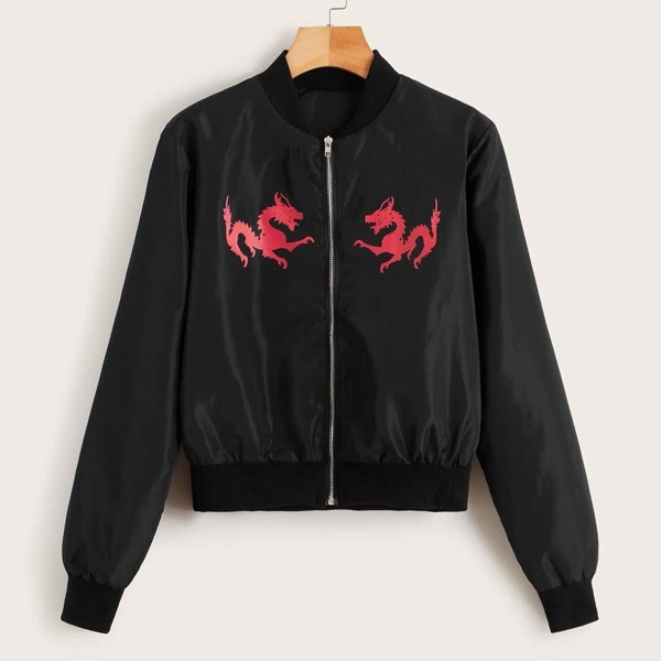 

Dragon Print Zip Up Jacket
