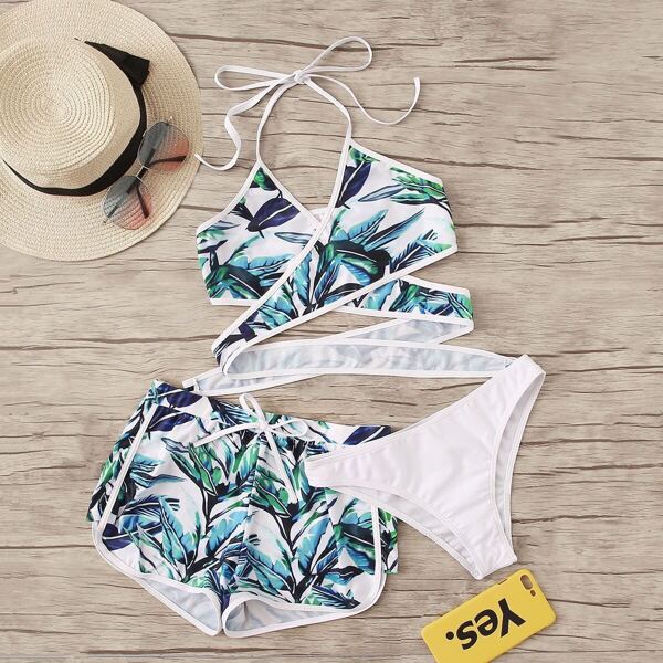 

Tropical Wrap Halter 3 Piece Co-ord Bikini