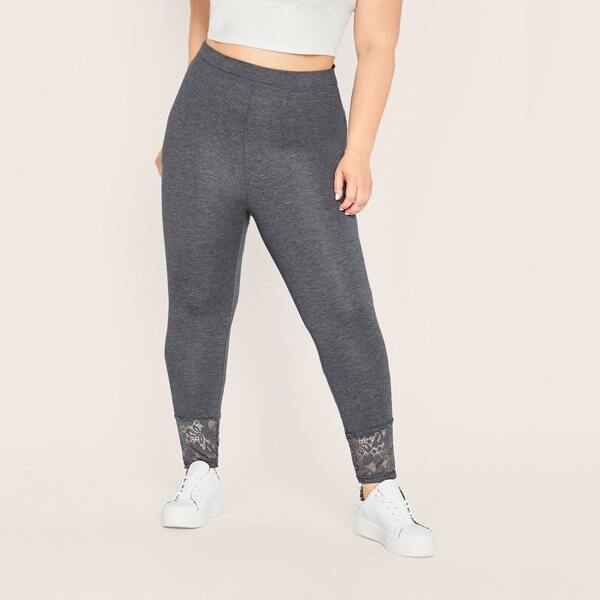

Plus Lace Hem Skinny Leggings