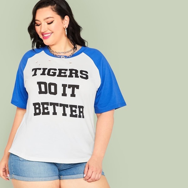 

Plus Slogan Print Cut-out Tee, White