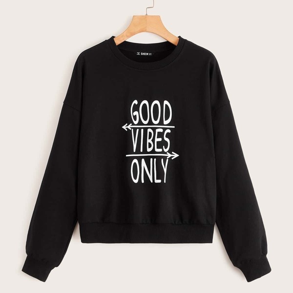 

Slogan Graphic Pullover, Black