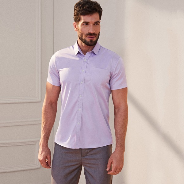 

Men Short Sleeve Solid Shirt, Purple