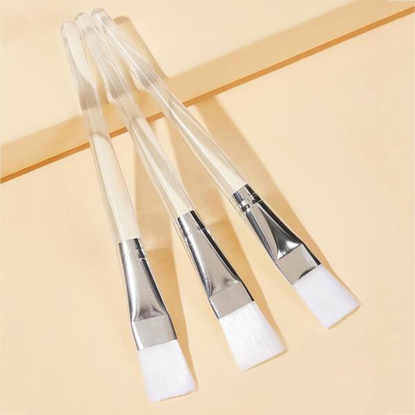 

Transparent Handle Mask Brush Set 3pcs, White