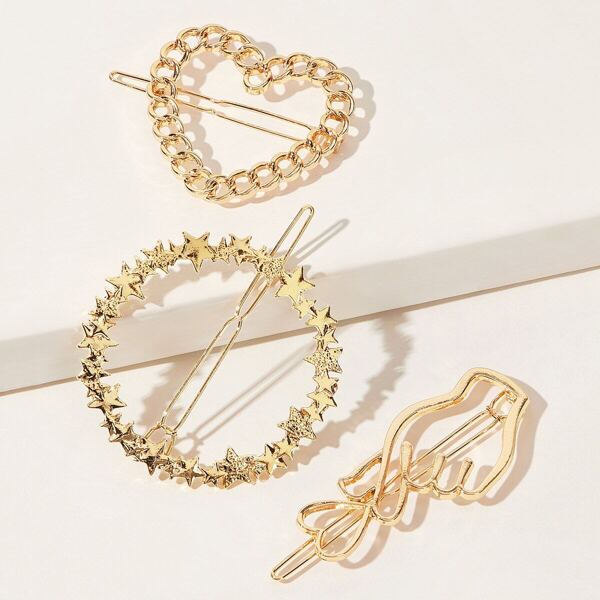 

Toddler Girls Star & Heart Design Hair Clip 3pcs