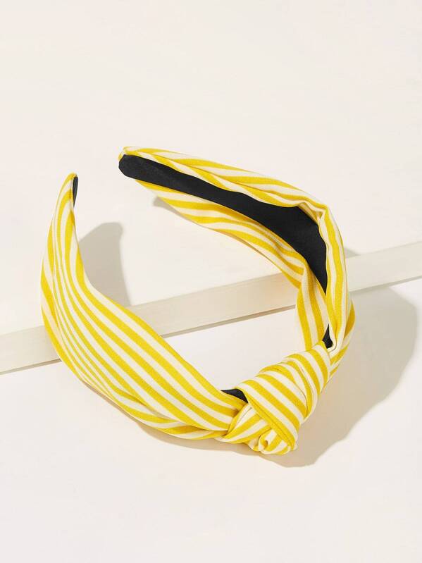 

Striped Pattern Knot Decor Headband, Yellow