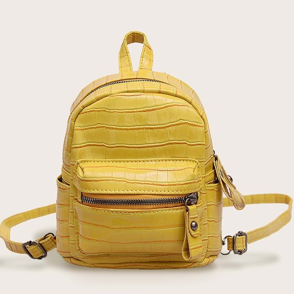 

Croc Embossed Pocket Front Backpack