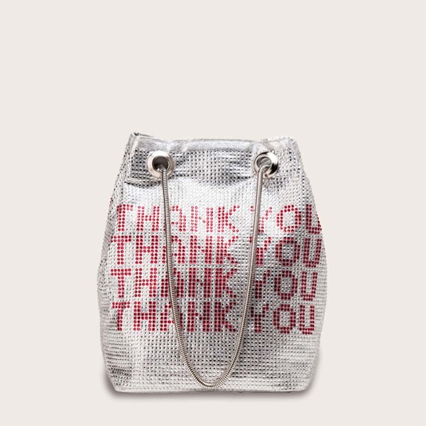 

Rhinestone Decor Bucket Tote Bag, Multicolor