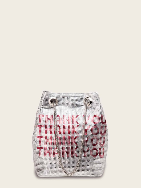 

Rhinestone Decor Bucket Tote Bag, Multicolor