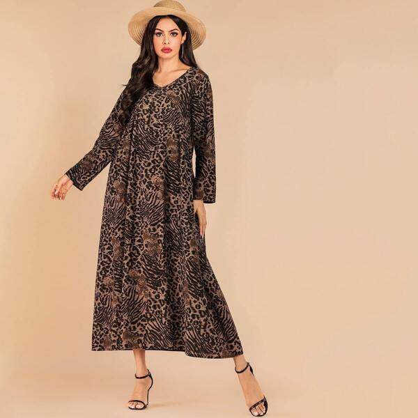 

Tiger Print Longline Dress, Multicolor
