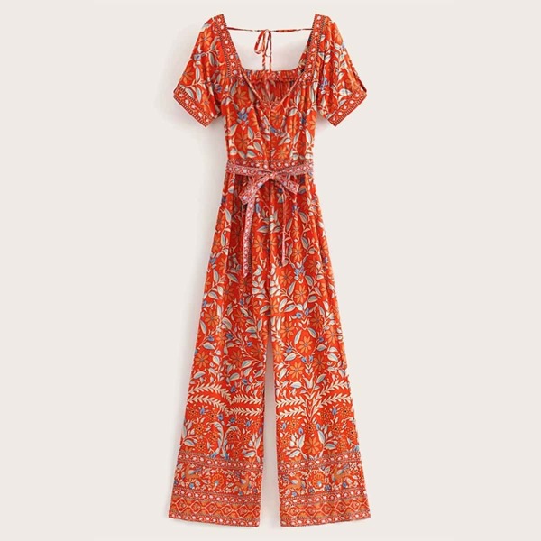 

Tie Front Floral Print Jumpsuit