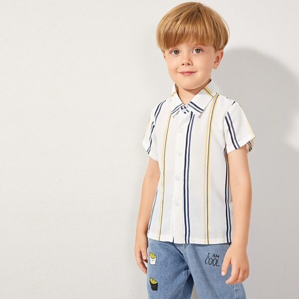 

Toddler Boys Vertical-striped Button Through Shirt
