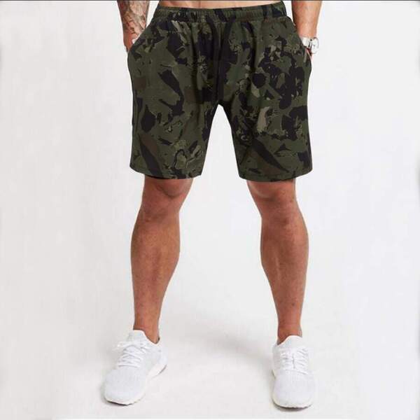

Men Camo Print Drawstring Waist Bermuda Shorts